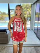 USA Bleach Splatter Tank-120 Sleeveless- Simply Simpson's Boutique is a Women's Online Fashion Boutique Located in Jupiter, Florida