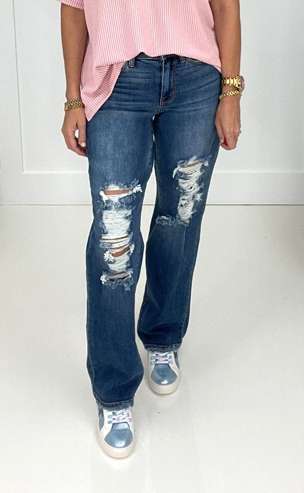 Judy Blue Mid Rise Buttercup Dad Jeans-200 Jeans- Simply Simpson's Boutique is a Women's Online Fashion Boutique Located in Jupiter, Florida