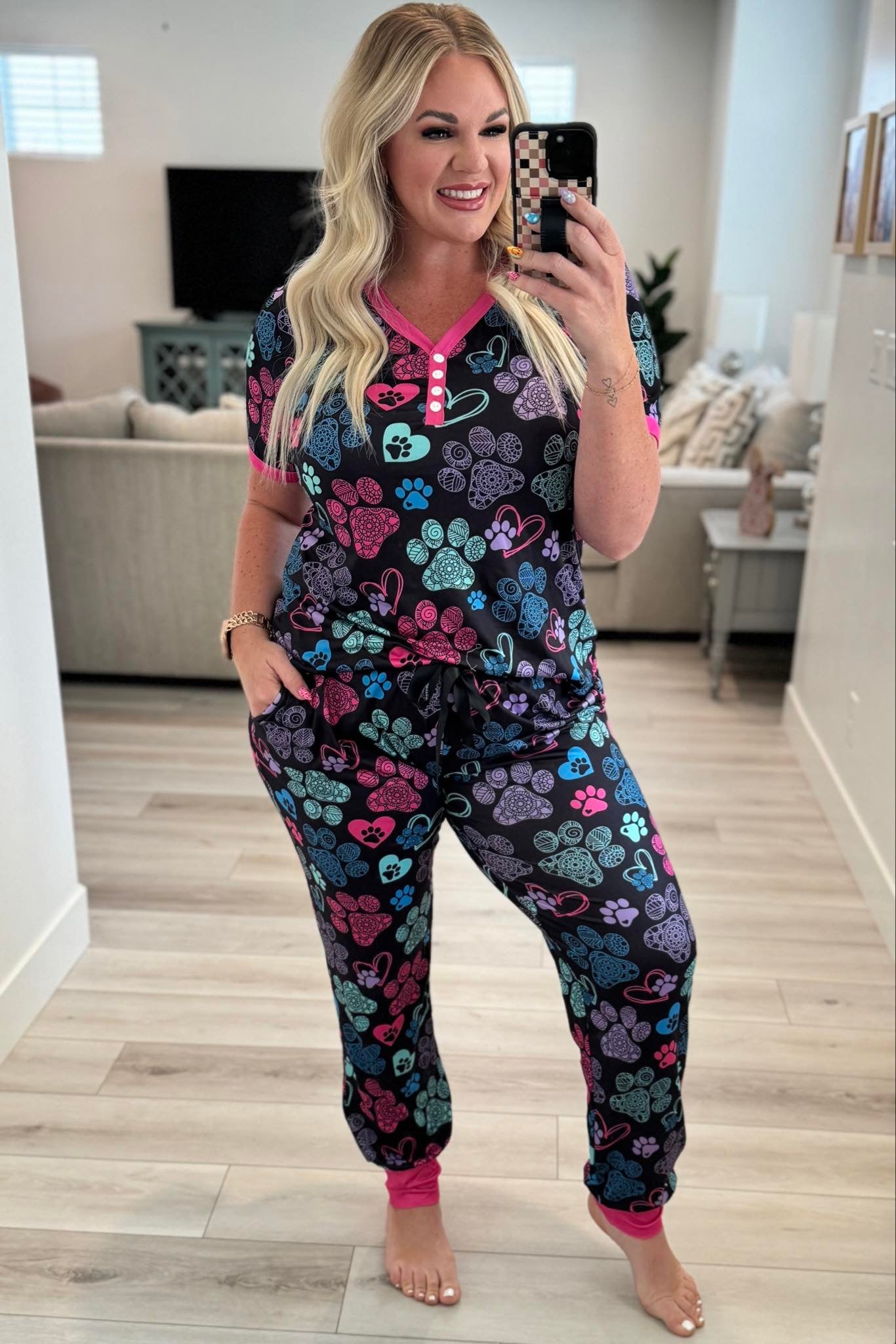 Shirley & Stone Short Sleeve Jogger Pajamas-220 Lounge wear/Pajamas- Simply Simpson's Boutique is a Women's Online Fashion Boutique Located in Jupiter, Florida