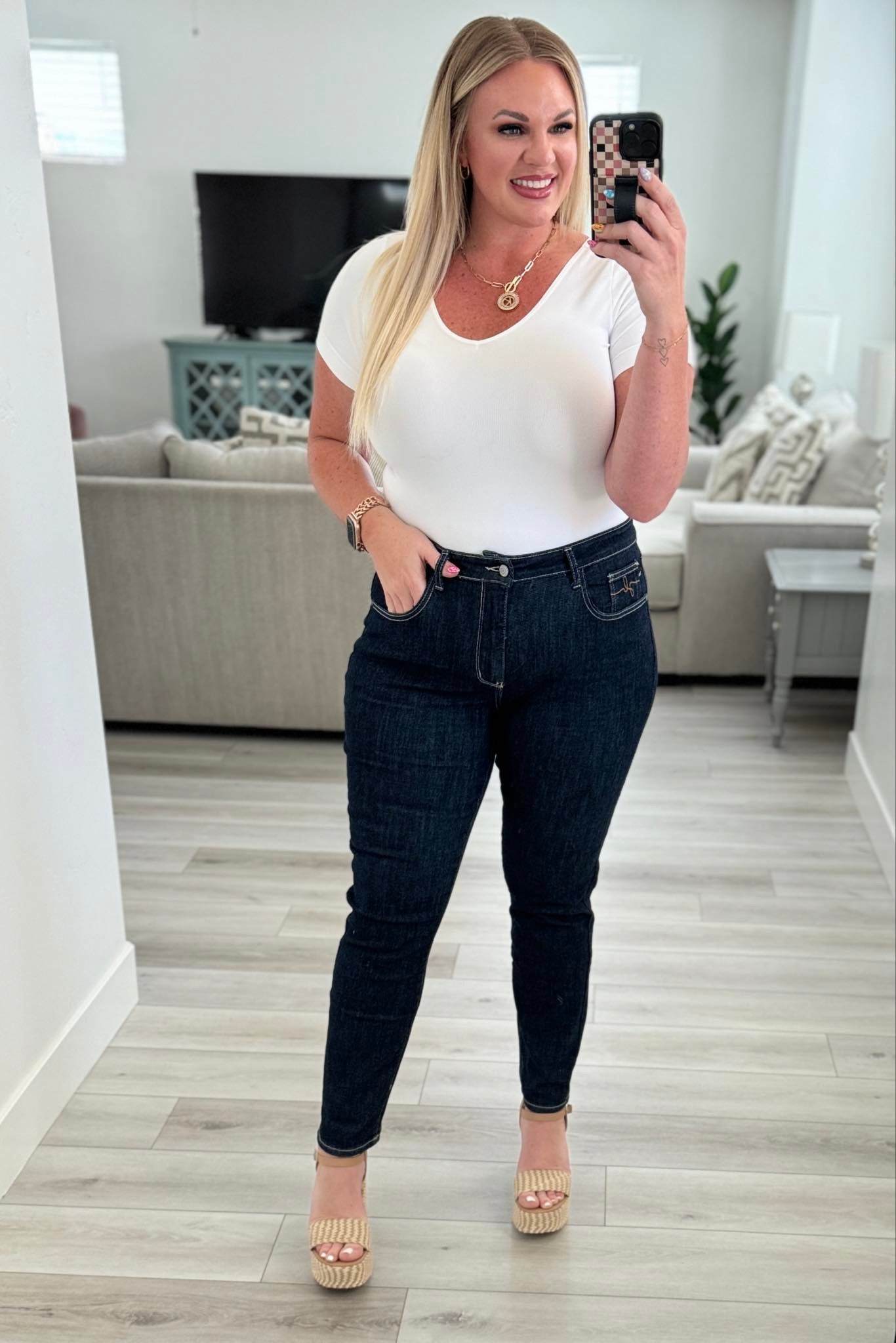 Judy Blue Hot Momma Dark Wash Straight Leg Jeans(Final Sale)-200 Jeans- Simply Simpson's Boutique is a Women's Online Fashion Boutique Located in Jupiter, Florida