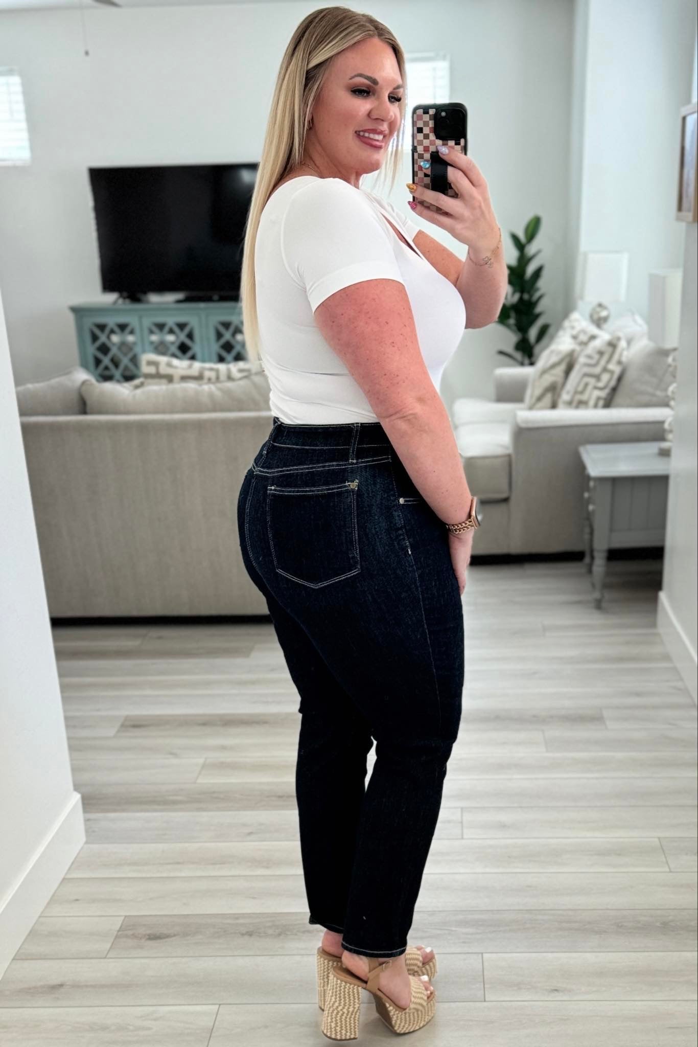 Judy Blue Hot Momma Dark Wash Straight Leg Jeans(Final Sale)-200 Jeans- Simply Simpson's Boutique is a Women's Online Fashion Boutique Located in Jupiter, Florida