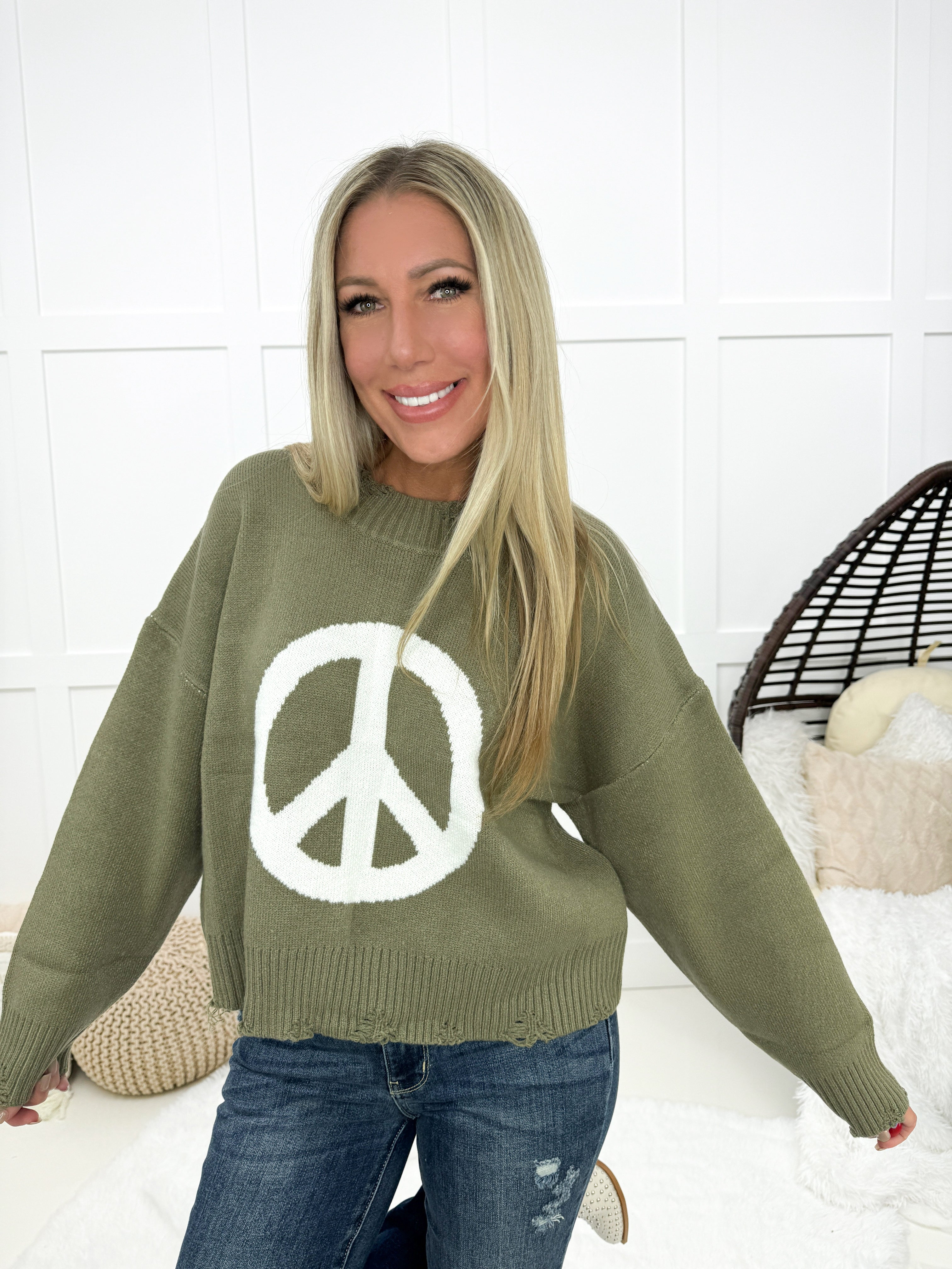 POL My Peace Sweater-150 Sweaters- Simply Simpson's Boutique is a Women's Online Fashion Boutique Located in Jupiter, Florida