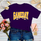 Purple/Yellow Gameday Bow Graphic Tee-140 Graphic Tees- Simply Simpson's Boutique is a Women's Online Fashion Boutique Located in Jupiter, Florida