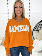 Burnt Orange Rhinestone Gameday Sweatshirt-160 Sweatshirts- Simply Simpson's Boutique is a Women's Online Fashion Boutique Located in Jupiter, Florida