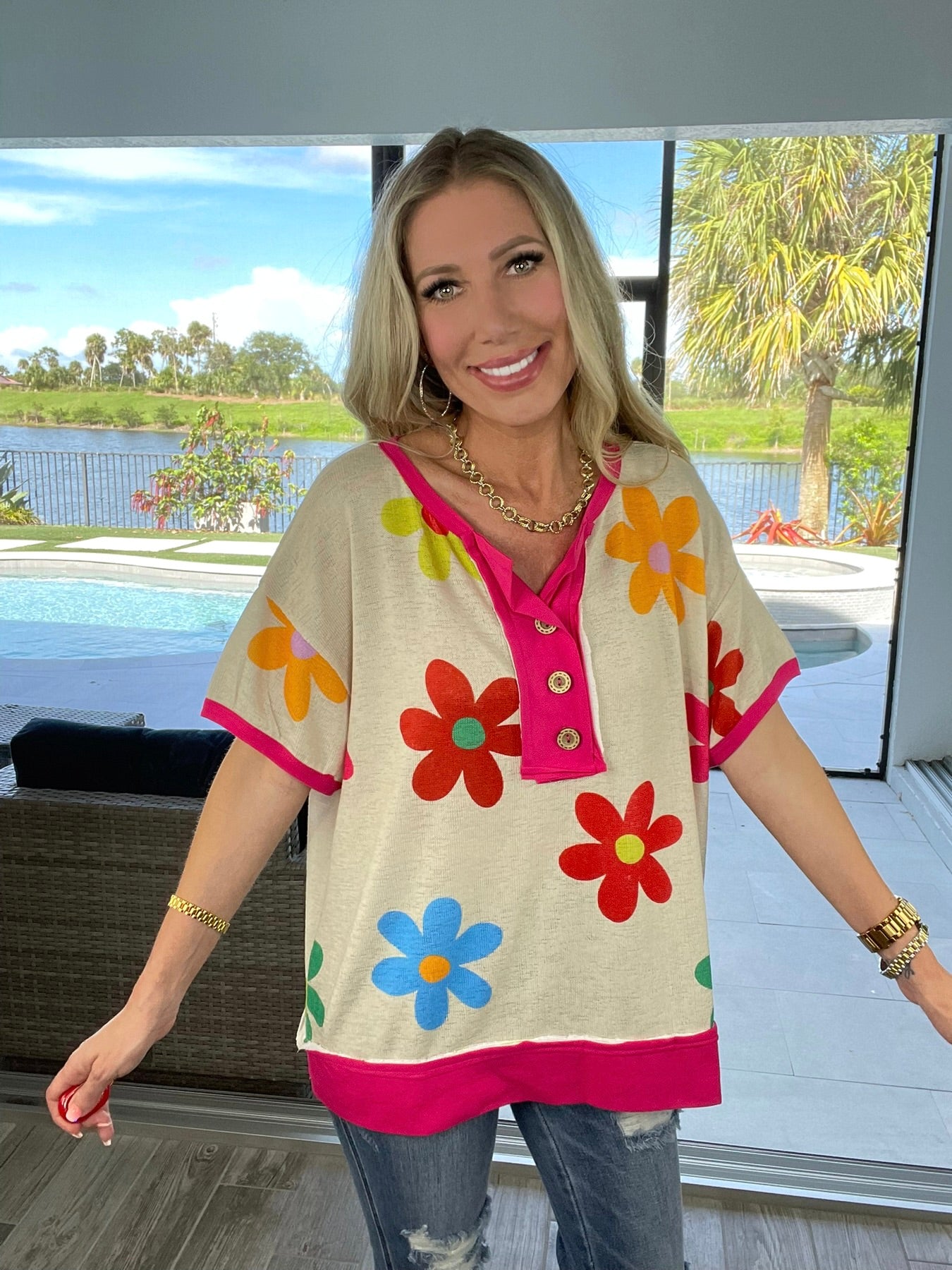 Garden Days Knit Top-100 Short Sleeves- Simply Simpson's Boutique is a Women's Online Fashion Boutique Located in Jupiter, Florida