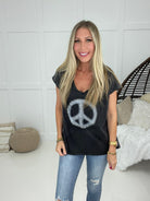 POL Go Your Own Way Peace Shirt-100 Short Sleeves- Simply Simpson's Boutique is a Women's Online Fashion Boutique Located in Jupiter, Florida