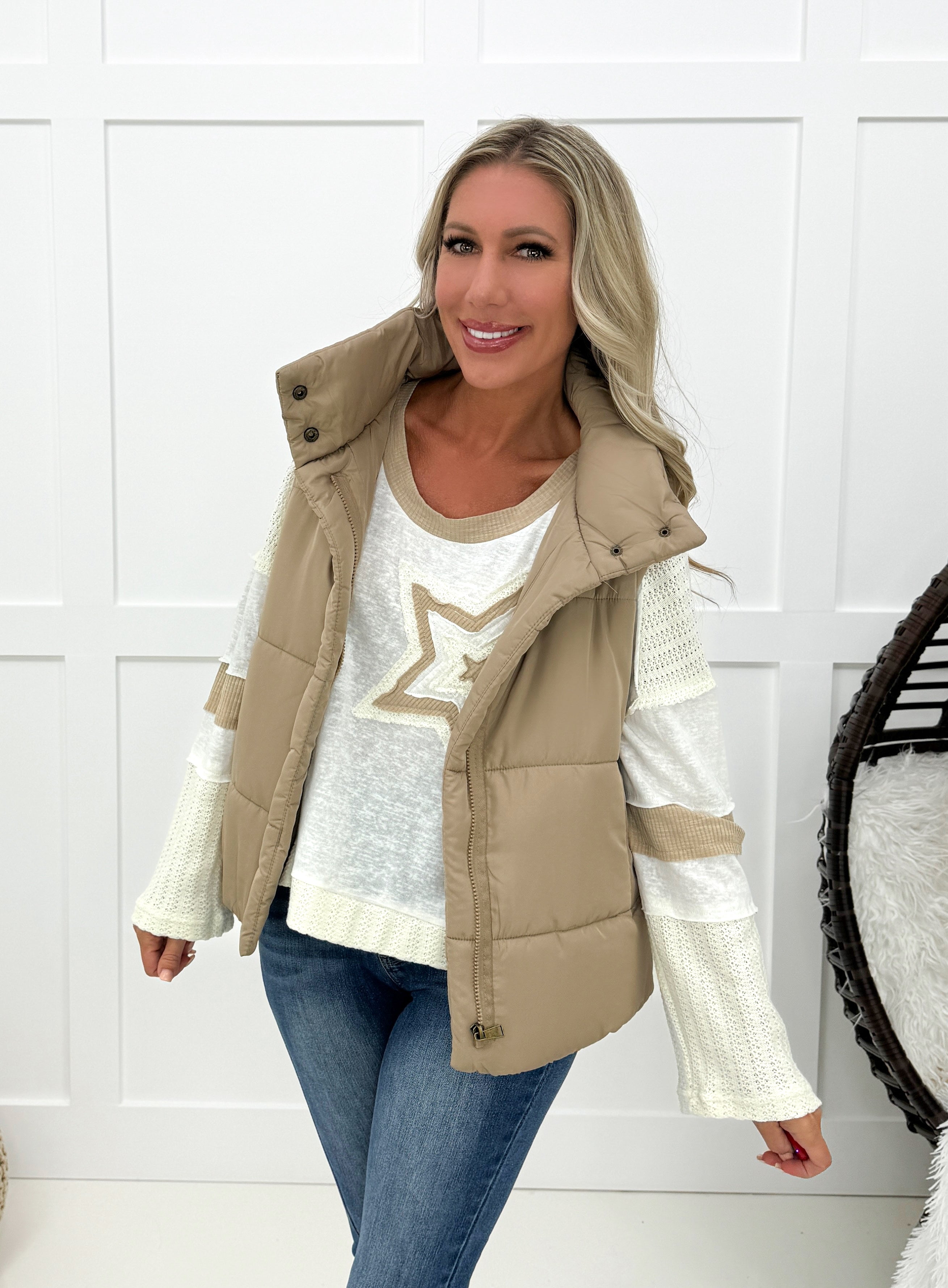 Queen Bee Puffer Vests (multiple colors)-180 Outerwear- Simply Simpson's Boutique is a Women's Online Fashion Boutique Located in Jupiter, Florida