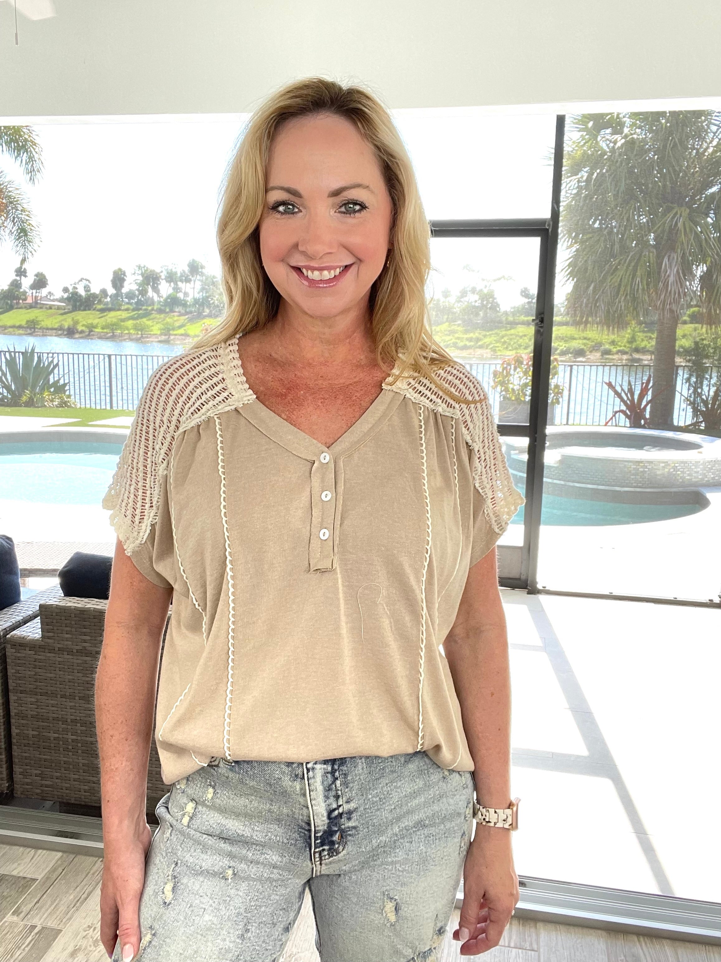 Because Of You Boho Top-100 Short Sleeves- Simply Simpson's Boutique is a Women's Online Fashion Boutique Located in Jupiter, Florida