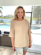 Key Largo Waffle Knit Top-110 Long Sleeves- Simply Simpson's Boutique is a Women's Online Fashion Boutique Located in Jupiter, Florida