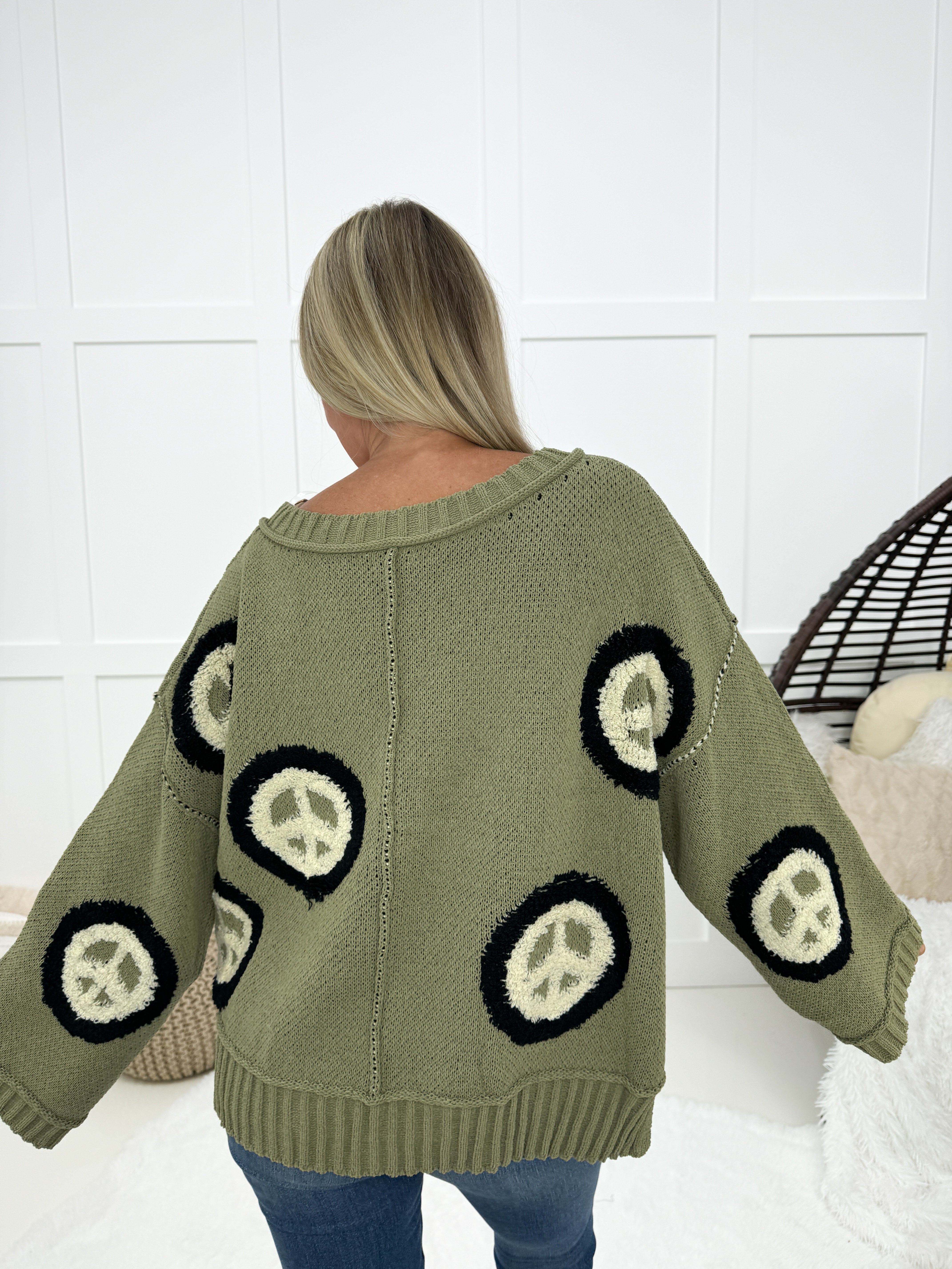 POL Peace and Love Sweater-150 Sweaters- Simply Simpson's Boutique is a Women's Online Fashion Boutique Located in Jupiter, Florida