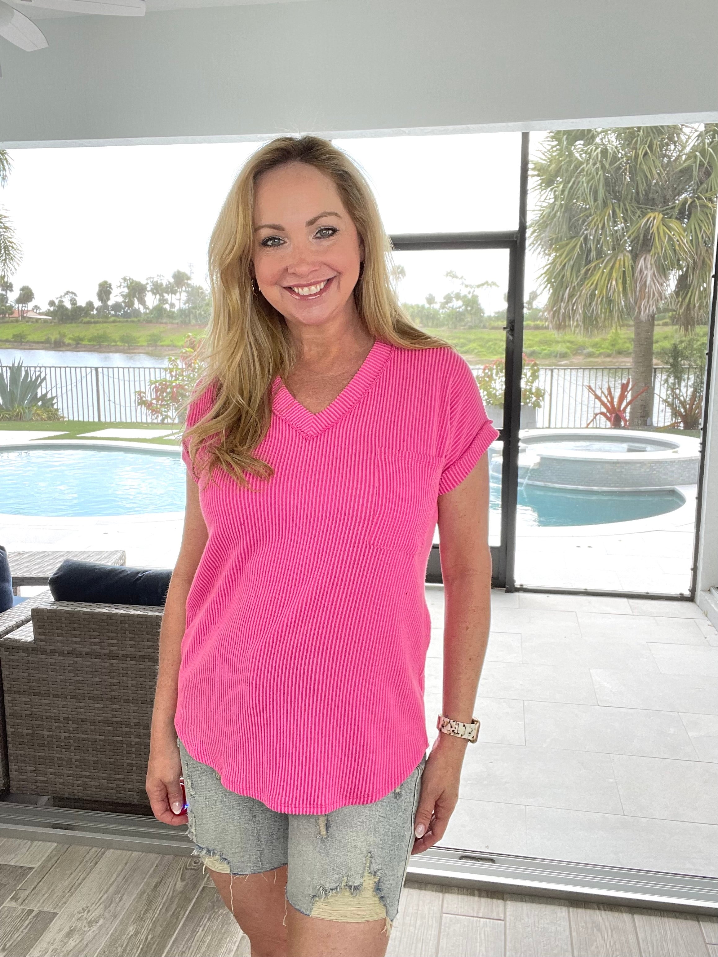 Perfectly Paired Ribbed Top-100 Short Sleeves- Simply Simpson's Boutique is a Women's Online Fashion Boutique Located in Jupiter, Florida