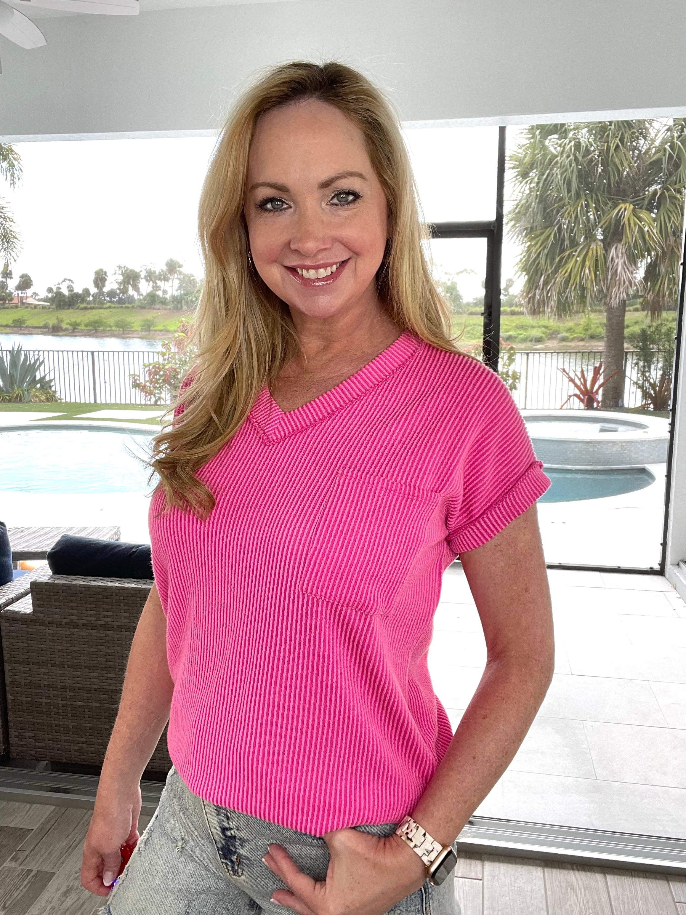 Perfectly Paired Ribbed Top-100 Short Sleeves- Simply Simpson's Boutique is a Women's Online Fashion Boutique Located in Jupiter, Florida