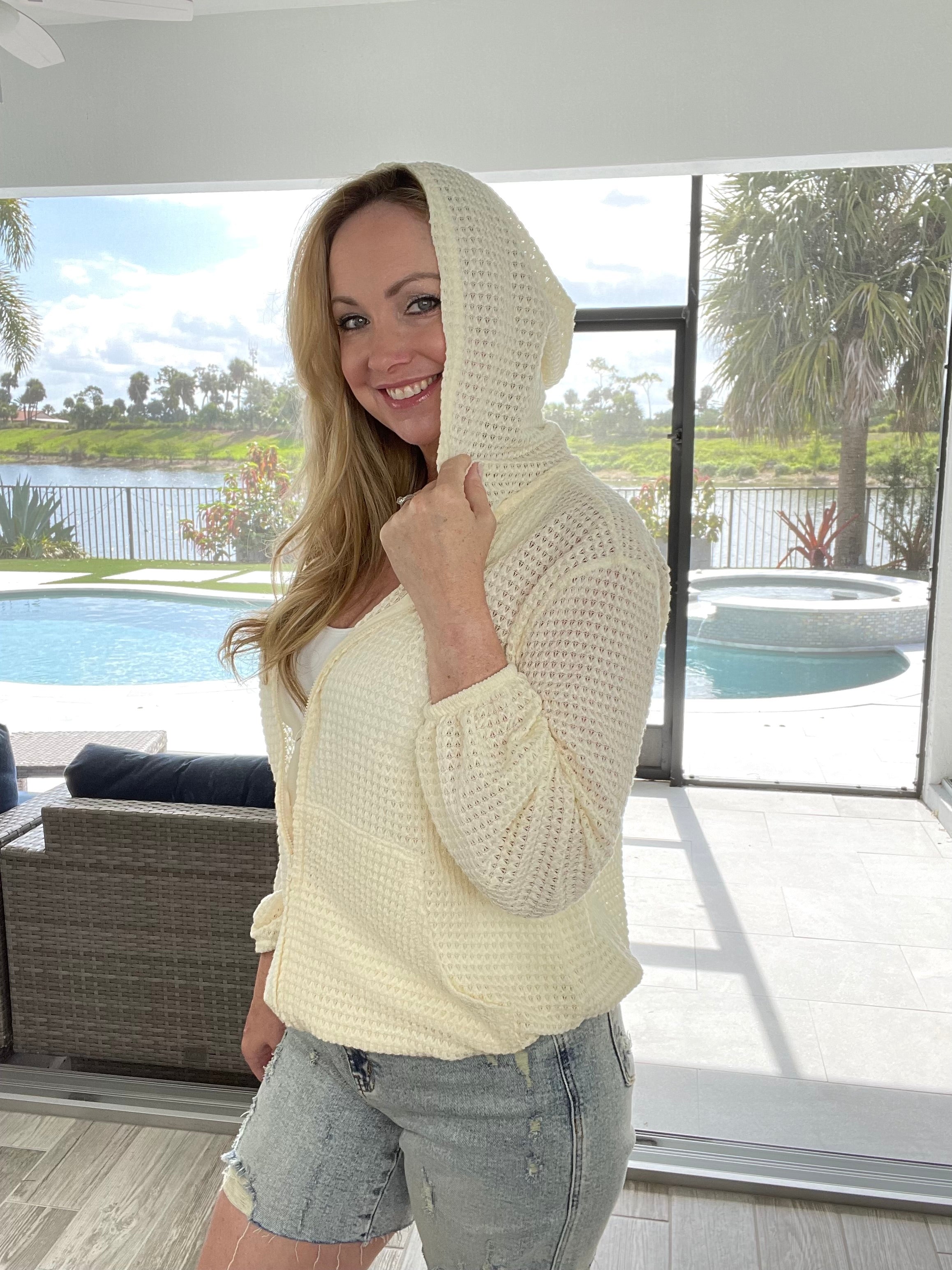 Breezy Beaches Waffle Knit Top-180 Outerwear- Simply Simpson's Boutique is a Women's Online Fashion Boutique Located in Jupiter, Florida