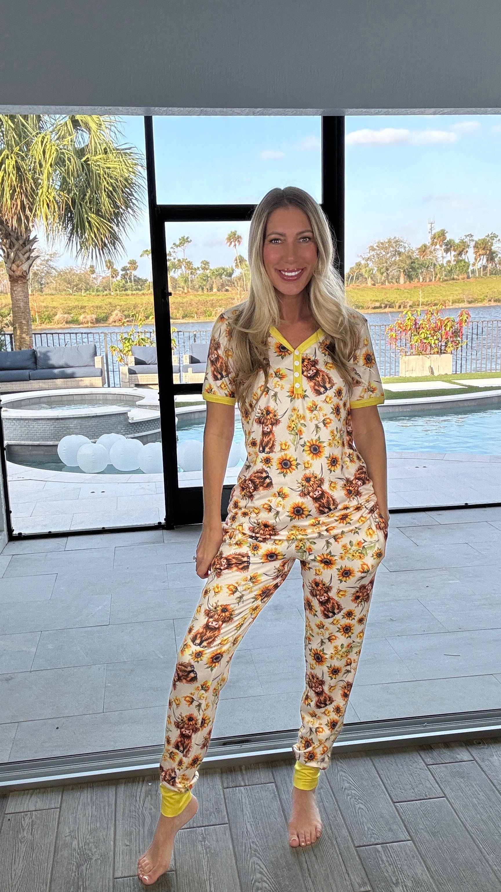 Shirley & Stone Highland Cow Pajama Collection-220 Lounge wear/Pajamas- Simply Simpson's Boutique is a Women's Online Fashion Boutique Located in Jupiter, Florida