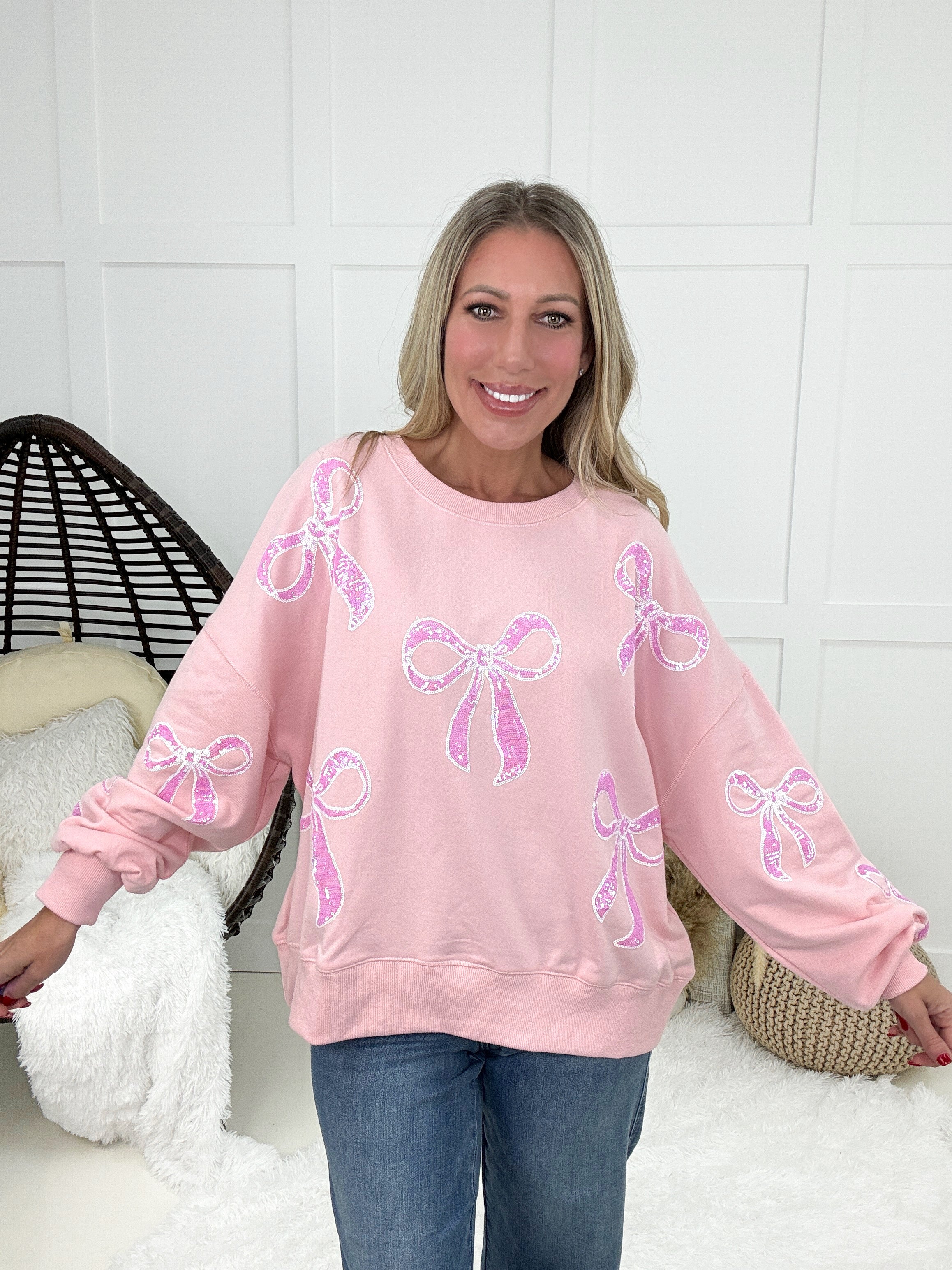 Bella Bows Sweatshirt-160 Sweatshirts- Simply Simpson's Boutique is a Women's Online Fashion Boutique Located in Jupiter, Florida