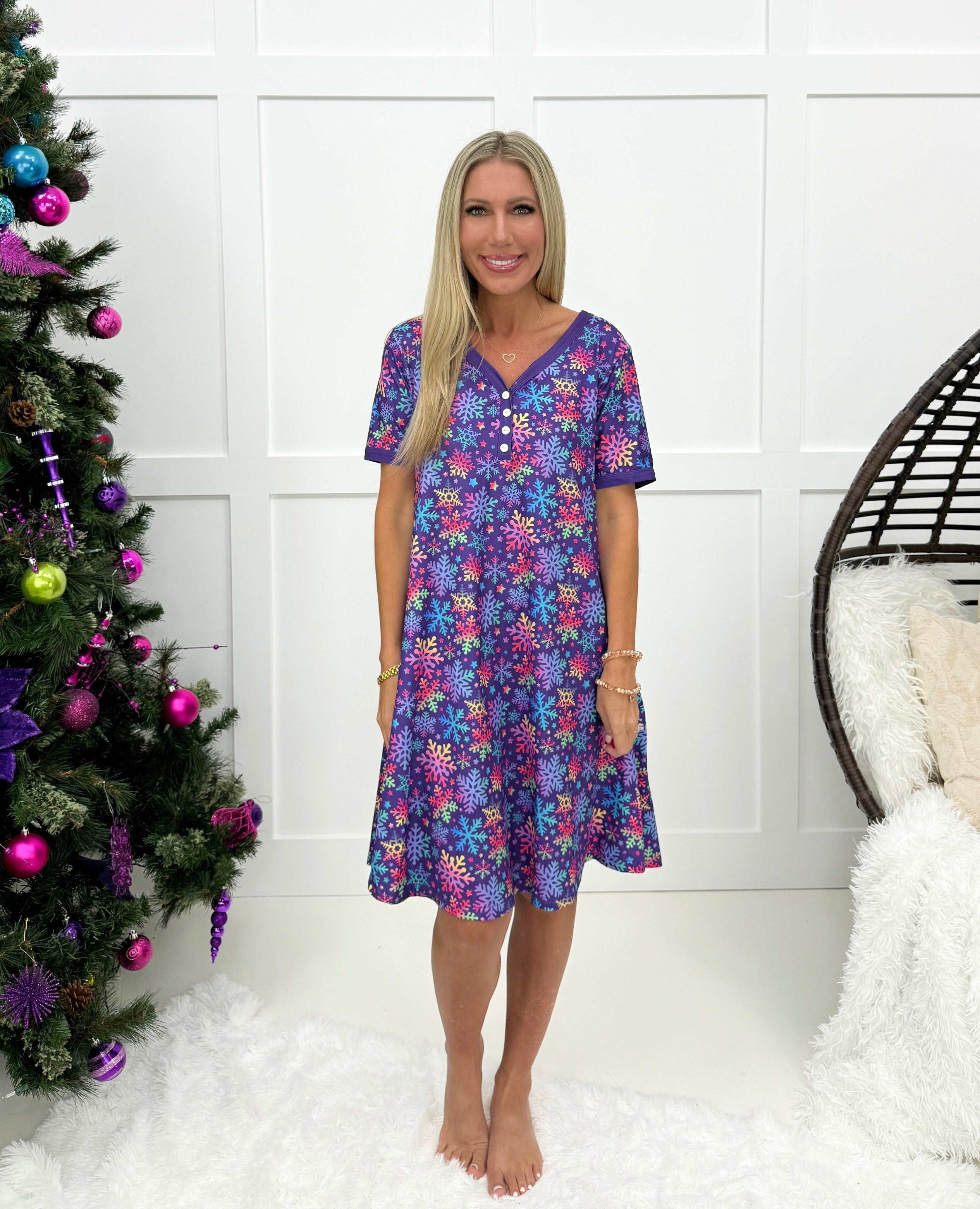 Shirley & Stone Holiday Pajama Dresses (2024)-220 Lounge wear/Pajamas- Simply Simpson's Boutique is a Women's Online Fashion Boutique Located in Jupiter, Florida