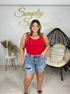 Judy Blue Mid Length Denim Patch Shorts-190 Skirts/Shorts- Simply Simpson's Boutique is a Women's Online Fashion Boutique Located in Jupiter, Florida