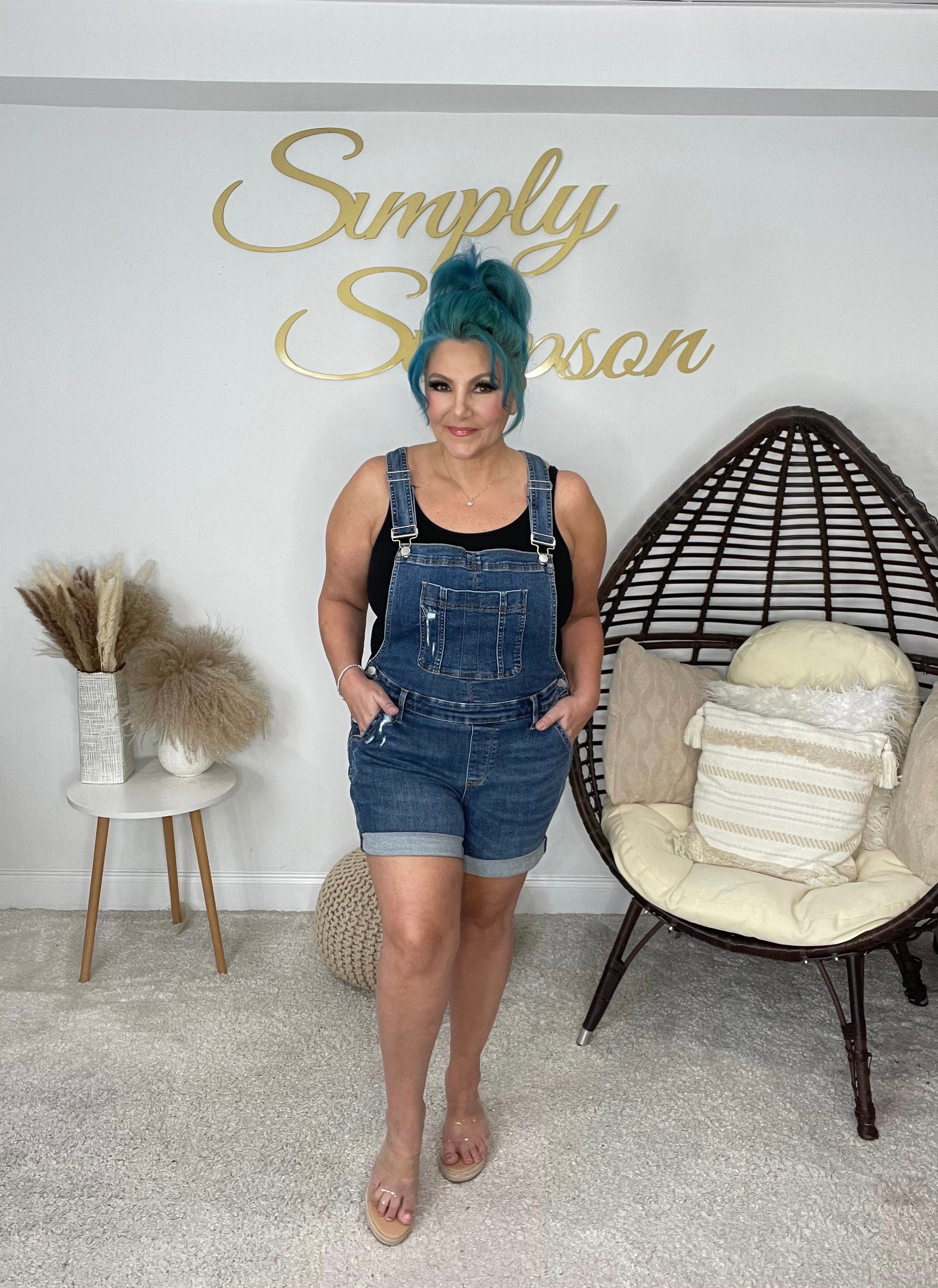 Judy Blue Dark Wash Overall Shorts-Overalls- Simply Simpson's Boutique is a Women's Online Fashion Boutique Located in Jupiter, Florida