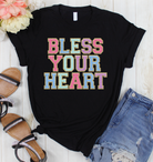 BLESS YOUR HEART Patch Letter (Printed)-Graphic Tee- Simply Simpson's Boutique is a Women's Online Fashion Boutique Located in Jupiter, Florida