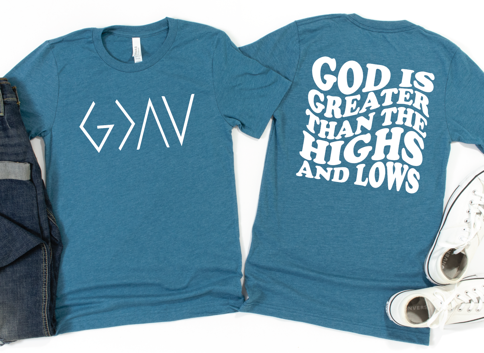 God Is Greater Than the Highs and Lows-Graphic Tee- Simply Simpson's Boutique is a Women's Online Fashion Boutique Located in Jupiter, Florida