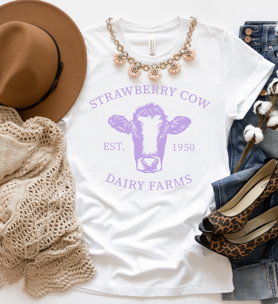 Strawberry Cow Graphic Tee-Graphic Tee- Simply Simpson's Boutique is a Women's Online Fashion Boutique Located in Jupiter, Florida